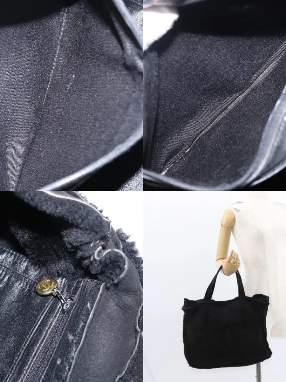 CHANEL Tote Bag Mouton Black CC Auth bs31120